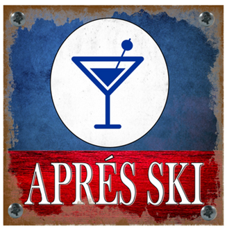 Senior skiers socialising